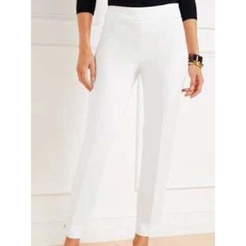 Talbots 6 White Chatham Crop Pant Women's Slim Leg Casual Side Zipper Career